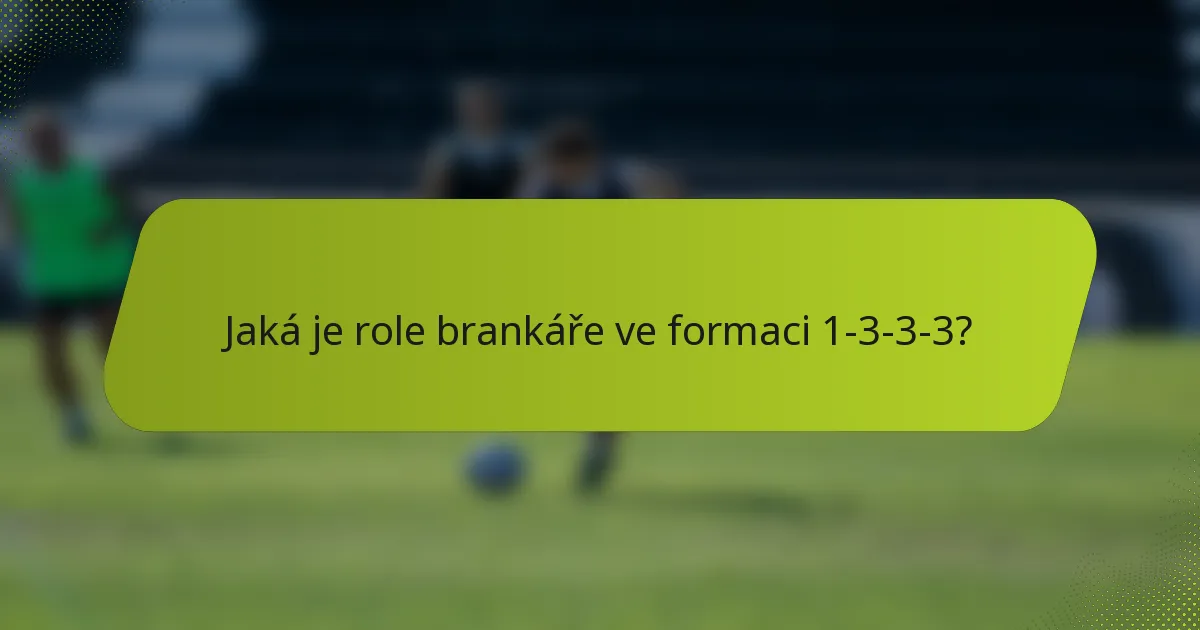 Jaká je role brankáře ve formaci 1-3-3-3?