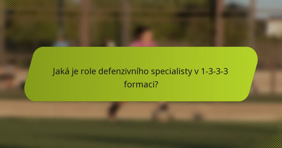 Jaká je role defenzivního specialisty v 1-3-3-3 formaci?
